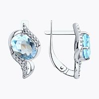 Серьги серебряные с топазами и фианитами