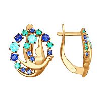 Серьги золотые с фианитами