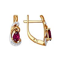 Серьги золотые с бриллиантами и рубинами