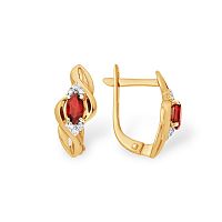 Серьги золотые с бриллиантами и рубинами ГТ