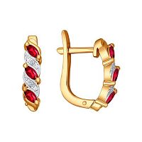 Серьги золотые с бриллиантами и рубинами
