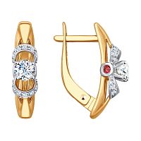 Серьги золотые с фианитами