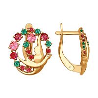 Серьги золотые с фианитами