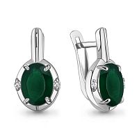 Серьги серебряные с агатами и фианитами