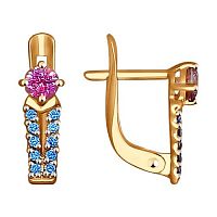 Серьги золотые с фианитами