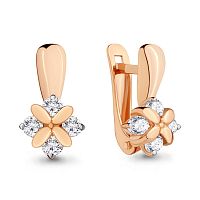 Серьги золотые с фианитами