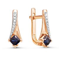 Серьги золотые с бриллиантами и сапфирами