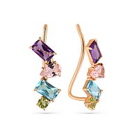 Серьги золотые с миксом камней